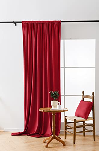 Cotton Market Velours Gardinen 250x140 cm - Vorhänge für Fenster und Balkontür - Vorhang für das Haus auf Band - Vorhang Blickdicht - Gardinen Stange Curtains - Verdunkelungsvorhang - Himbeere von Cotton Market