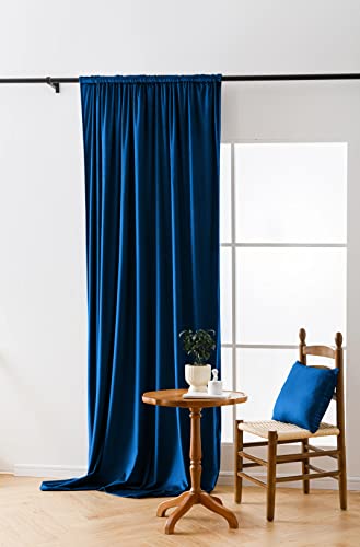 Cotton Market Velours Gardinen 250x140 cm - Vorhänge für Fenster und Balkontür - Vorhang für das Haus auf Band - Vorhang Blickdicht - Gardinen Stange Curtains - Verdunkelungsvorhang - Marineblau von Cotton Market