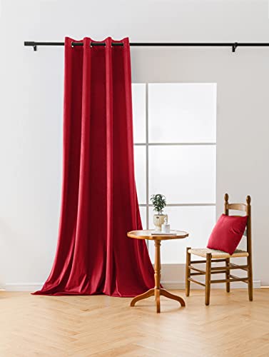 Cotton Market Velours Gardinen 250x140 cm - Vorhänge für Fenster und Balkontür - Vorhang für das Haus mit Ösen - Vorhang Blickdicht - Gardinen Stange Curtains - Verdunkelungsvorhang - Himbeere von Cotton Market