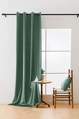 Cotton Market Velours Gardinen 250x140 cm - Vorhänge für Fenster und Balkontür - Vorhang für das Haus mit Ösen - Vorhang Blickdicht - Gardinen Stange Curtains - Verdunkelungsvorhang - Pistazie von Cotton Market