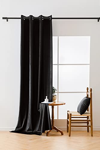 Cotton Market Velours Gardinen 250x140 cm - Vorhänge für Fenster und Balkontür - Vorhang für das Haus mit Ösen - Vorhang Blickdicht - Gardinen Stange Curtains - Verdunkelungsvorhang - Schwarz von Cotton Market