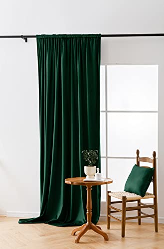 Cotton Market Velours Gardinen 270x140 cm - Vorhänge für Fenster und Balkontür - Vorhang für das Haus auf Band - Vorhang Blickdicht - Gardinen Stange Curtains - Verdunkelungsvorhang - Grün von Cotton Market