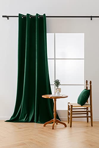 Cotton Market Velours Gardinen 270x140 cm - Vorhänge für Fenster und Balkontür - Vorhang für das Haus mit Ösen - Vorhang Blickdicht - Gardinen Stange Curtains - Verdunkelungsvorhang - Grün von Cotton Market