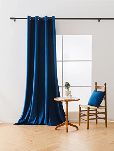 Cotton Market Velours Gardinen 270x140 cm - Vorhänge für Fenster und Balkontür - Vorhang für das Haus mit Ösen - Vorhang Blickdicht - Gardinen Stange Curtains - Verdunkelungsvorhang - Marineblau von Cotton Market