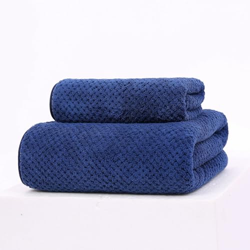 Cotton Market Handtücher und Badetuch Set - Mikrofaser Badehandtuch Groß - Duschtuch 70x140 und Duschhandtuch 35x75 cm - Bath Towel Set - Blau von Cotton Market