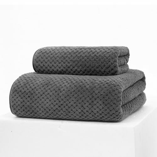 Cotton Market Handtücher und Badetuch Set - Mikrofaser Badehandtuch Groß - Duschtuch 70x140 und Duschhandtuch 35x75 cm - Bath Towel Set - Grau Cotton Market Handtücher und Badetuch Set - Mikrofaser Badehandtuch Groß - Duschtuch 70x140 und Duschhandtuch 35x75 cm - Bath Towel Set - Grau von Cotton Market