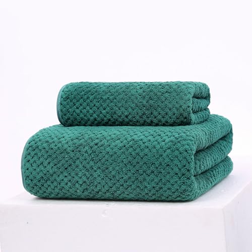 Cotton Market Handtücher und Badetuch Set - Mikrofaser Badehandtuch Groß - Duschtuch 70x140 und Duschhandtuch 35x75 cm - Bath Towel Set - Grün von Cotton Market
