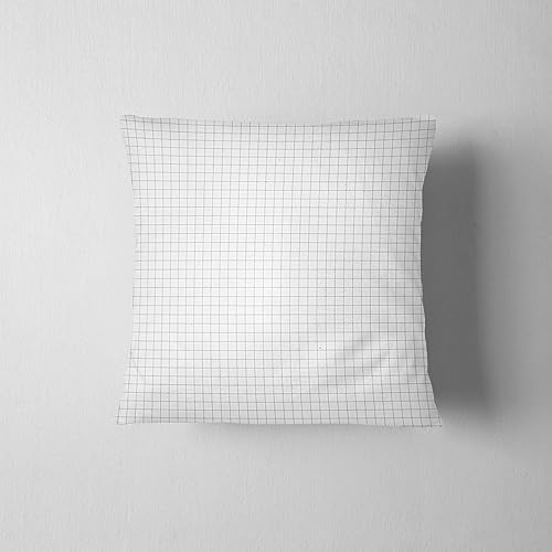 Cotton Market - Kissenbezug 40x40 cm - Kissenbezüge für Wohnzimmer und Schlafzimmer - Baumwolle Kissenhülle 40x40 - Modern Bett, Sofa und Sessel Deko Kissenbezüge - Weiss, Kariertes Muster von Cotton Market