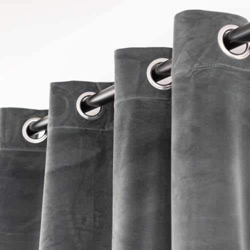 Cotton Market Velours Gardinen 270x140 cm - Vorhänge für Fenster und Balkontür - Vorhang für das Haus mit Ösen - Vorhang Blickdicht - Gardinen Stange Curtains - Verdunkelungsvorhang - Grau Cotton Market Velours Gardinen 270x140 cm - Vorhänge für Fenster und Balkontür - Vorhang für das Haus mit Ösen - Vorhang Blickdicht - Gardinen Stange Curtains - Verdunkelungsvorhang - Grau von Cotton Market