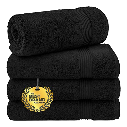 Cotton Paradise, Badetuch-Set, 100% türkische Baumwolle, Luxus-Hotel-Spa-Qualität, weich, saugfähig, schnell trocknend, dick, 600 g/m², Badezimmer-Abstand nach der Dusche, 68 x 137 cm, Schwarz von Cotton Paradise