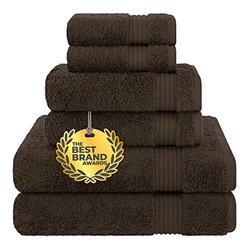 Cotton Paradise 6-teiliges Handtuch-Set, 100% türkische Baumwolle, weiche, saugfähige Handtücher für Badezimmer, 2 Badetücher, 2 Handtücher, 2 Waschlappen, braunes Handtuch-Set von Cotton Paradise