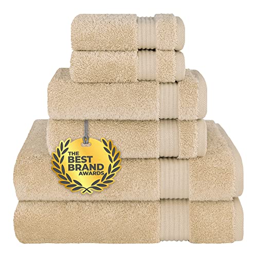 Cotton Paradise 6-teiliges Handtuch-Set, 100% türkische Baumwolle, weiche saugfähige Handtücher für Badezimmer, 2 Badetücher, 2 Handtücher, 2 Waschlappen, Sand Taupe Handtuch-Set von Cotton Paradise