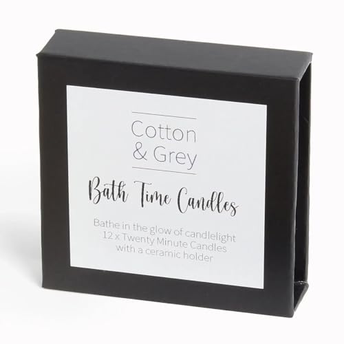 Cotton & Grey - Graue Bienenwachs Teelichtkerzen mit Keramikhalter für Entspannung, Meditation, Achtsamkeit und Wohlbefinden (12 x 20 Minuten) von Cotton & Grey