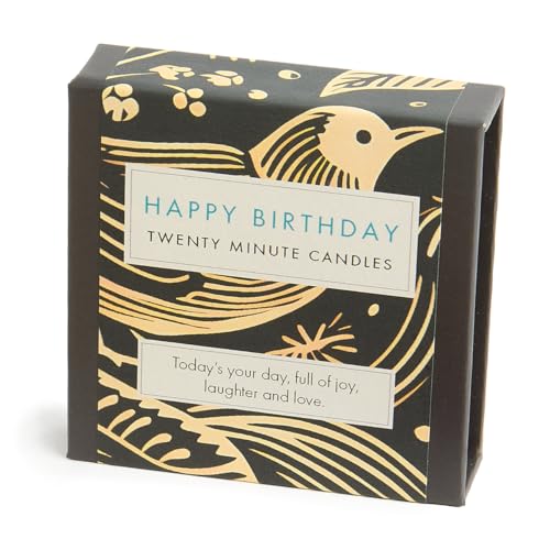 Signature Collection – Happy Birthday (Folk) 12 x 20 Minuten Kerzen mit Keramikständer von Cotton & Grey