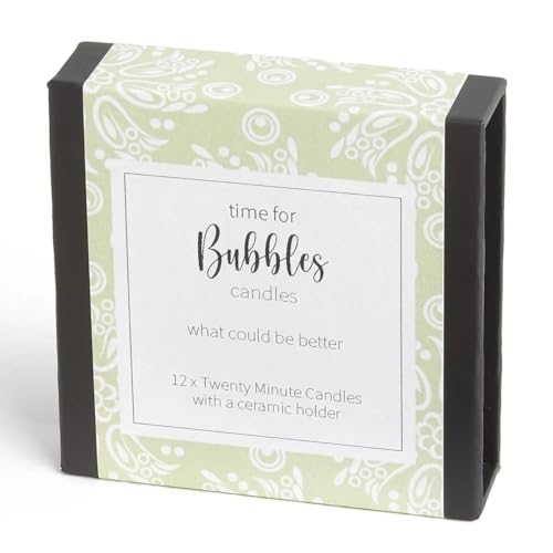 time for Bubbles Candles (Wrap) Baumwolle & Grau Was könnte besser sein. 12 reine Bienenwachskerzen und ein Keramikhalter. Beruhigen Sie Ihren Geist im warmen Leuchten von Kerzenlicht mit 20 von Cotton & Grey