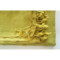 Baumwoll-Quasten-Handtuch - Ultrasoft-Badetuch Zitronengelb-Handtuch Picknick-Überwurf Strand-Fouta Stonewashed-Tägliches Handtuch von CottonMood