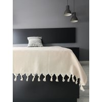 Chevron Decke Werfen - Elfenbein Coverlet Bequeme Sofa Housewarminggeschenk Wohnzimmer Interieur Fischgrät Couch Loom von CottonMood