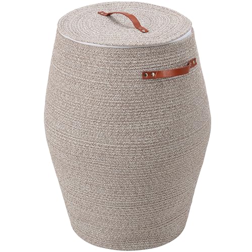 Extra großer Baumwollseil-Flagon-Korb mit Deckel und Reißverschluss, vielseitiger Korb und Stoffkorb für Kleidung, Handtücher, Decken, perfekt für die Organisation im Wohnzimmer (komplett tiefes von Cottonphant
