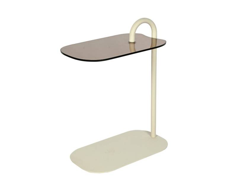 Couchcenter Beistelltisch Beistelltisch Amy Couchtisch Glas Stahl Beige oder Schwarz, Tischplatte aus Glas von Couchcenter