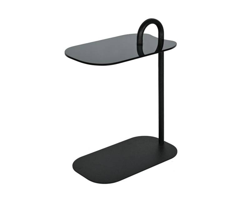 Couchcenter Beistelltisch Beistelltisch Amy Couchtisch Glas Stahl Beige oder Schwarz, Tischplatte aus Glas von Couchcenter