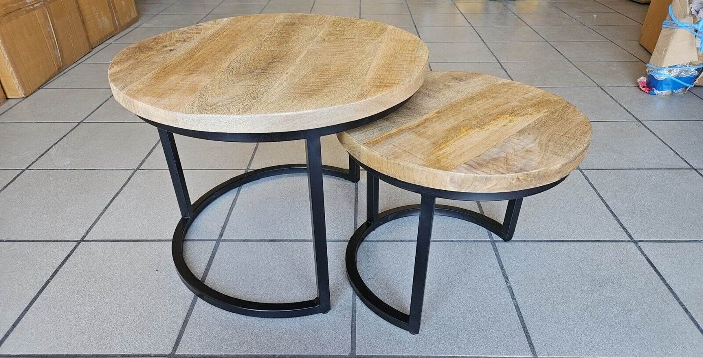 Couchcenter Couchtisch 2er Set Couchtische Satztische Sam Mango Holz Metall (2er Set), 2er Set von Couchcenter