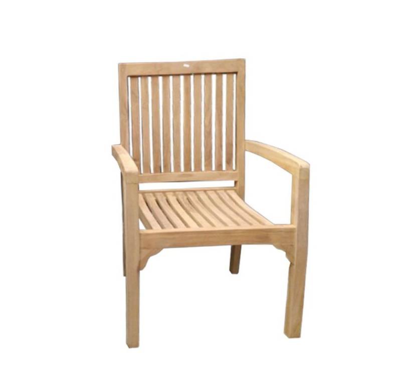 Couchcenter Gartensessel Stapelsessel Stapel Gartenstuhl Sessel Armlehnen Gartenmöbel Teakholz, Fertig Montiert von Couchcenter