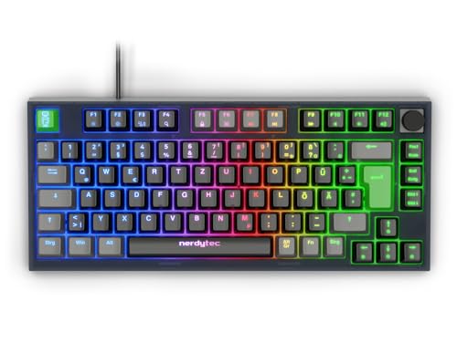 nerdytec CYKEY - Mechanische Gaming Tastatur mit RGB-Beleuchtung, kabelgebundenes TKL-Keyboard mit Hot-Swappable Switches und Multi-Control Knob, 75% Design, für PC/Laptop Windows/Mac, mit QMK/VIA von Couchmaster