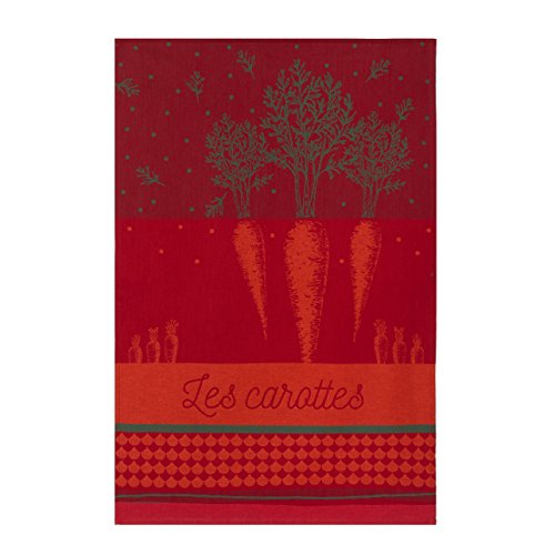 Coucke – Jacquard-Handtuch aus Baumwolle – Karotten aus dem Gemüsegarten – 50,8 x 76,2 cm, Rot von Coucke