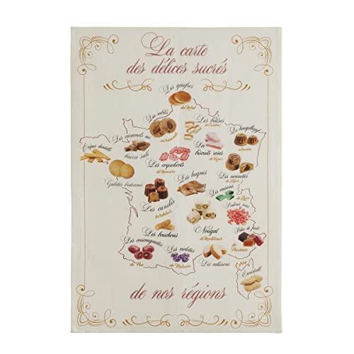 Coucke Carte Gourmande Handtuch, 100 % Leinen, digital bedruckt, 50,8 x 76,2 cm von Coucke