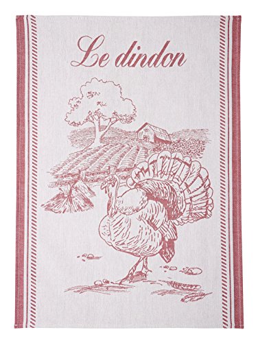Coucke DINDON Geschirrtuch, Jacquard, Le Don, Baumwolle, rot, 50 x 75 cm von Coucke