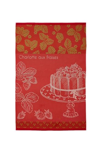 Coucke Geschirrtuch, Bedruckt, aus Baumwoll-Jacquard, Motiv: Erdbeer-Charlotte 50 x 75 cm von Coucke