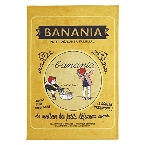 Coucke Geschirrtuch Banania Frühstück Familie – Farbe – Gelb, Größe – 50 x 75 cm, Baumwolle von Coucke