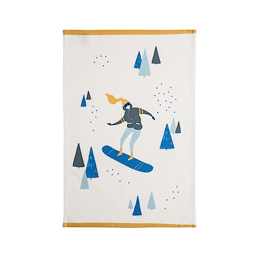 Coucke Geschirrtuch aus Baumwolle, Bedruckt, Snowboardeuse, 50 x 75 cm von Coucke