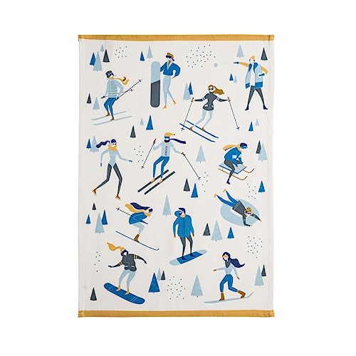 Coucke Geschirrtuch aus Baumwolle, Bedruckt, Wintersport, 50 x 75 cm von Coucke