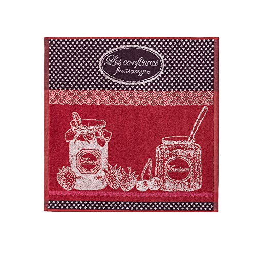 Coucke Quadratischer Frottee, Jacquard, Reine Baumwolle, Marmelade, 50 x 50 cm, Rot, 50x50 von Coucke