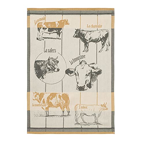 Coucke Handtuch aus französischer Baumwolle, Jacquard, 50,8 x 76,2 cm, cremefarben, 100% Baumwolle von Coucke