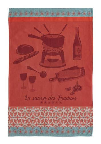 Coucke Jacquard-Handtuch aus französischer Baumwolle, Fondues-Saison, 50,8 x 76,2 cm, Rot, 100 % Baumwolle von Coucke