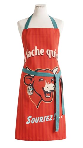 Coucke Schürze Vache Qui Rit Retro Baumwolle rot 76 x 85 cm von Coucke