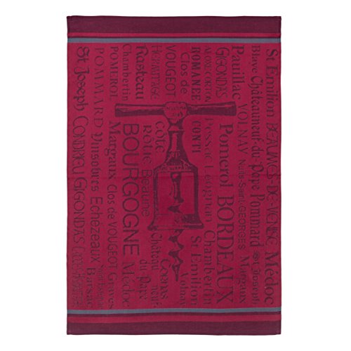 Coucke TIRE BOUCHONS Geschirrtuch, Korkenzieher, 50 x 75 cm, Bordeauxrot, Baumwolle, Rot von Coucke