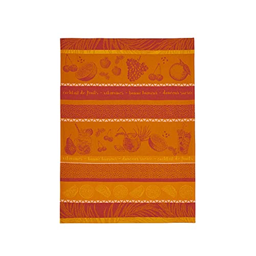 Coucke Tutti Frutti Geschirrtuch, Baumwolle, Jacquard, Bedruckt, Orange, 50 x 75 cm, Rosa, 50 x 75 cm von Coucke