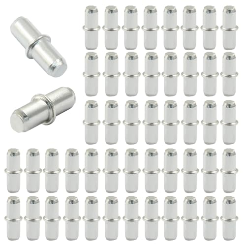 Coufce 50 Stück 5 mm Metall-Regalstifte, Regalstifte, Schrankstützstifte für verschiedene Regale (5 x 16 mm) von Coufce