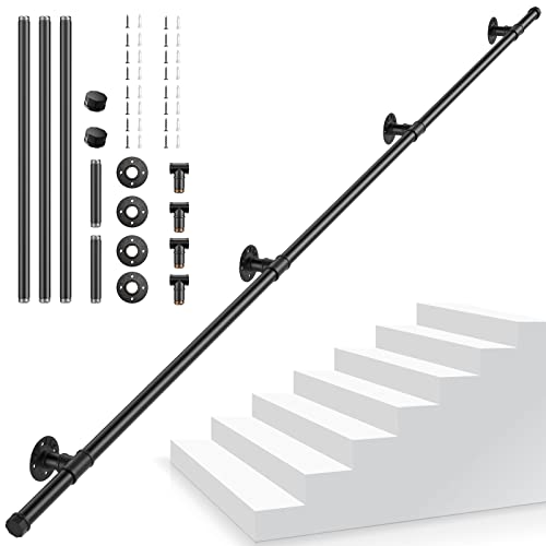 Handlauf Treppe, Couleeur Rutschfester Treppengeländer Innen und Außen Geländer Wandhandlauf mit Zubehör Handlauf Schwarz Haltegriff Treppe Edelstahl für Treppen, Brüstung, Balkon (3M) von Couleeur