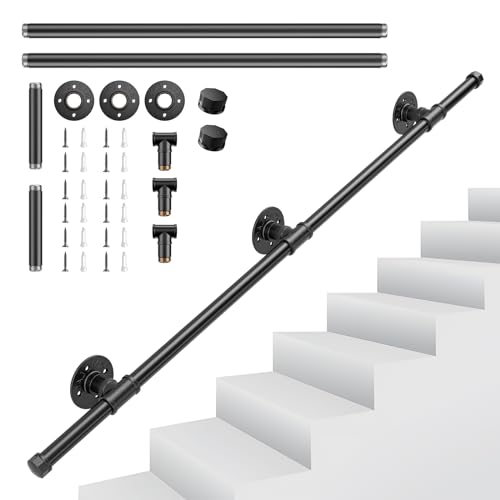 Handlauf Treppe, Couleeur Rutschfester Treppengeländer Innen und Außen Geländer Wandhandlauf mit Zubehör Handlauf Schwarz Haltegriff Treppe Edelstahl für Treppen, Brüstung, Balkon (1.2 M) von Couleeur