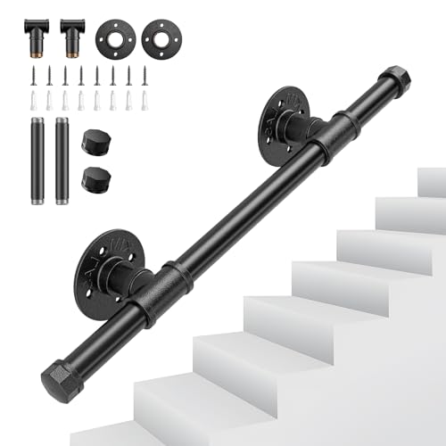 Handlauf Treppe, Couleeur Rutschfester Treppengeländer Innen und Außen Geländer Wandhandlauf mit Zubehör Handlauf Schwarz Haltegriff Treppe Edelstahl für Treppen, Brüstung, Balkon (0.5M) von Couleeur