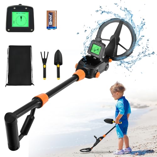 Metalldetektor Kinder, Leichtgewicht Metallsuchgeräte mit LCD und TON-Anzeige, Hochempfindlicher Metallsuchgerät mit wasserdichter Suchspule für Kinder oder Anfänger(Schwarz mit Zubehör) von Couleeur