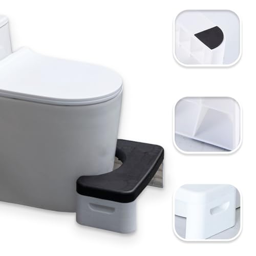 Badezimmer-Toilette, Kniebeugen-Toilette, abnehmbares multifunktionales Sitztablett, tragbare Stufe für Zuhause, Badezimmer, tragbar, Kniebeugen-Toilettenhocker, bequem und kompakt, stabil (Schwarz) von Couleurs