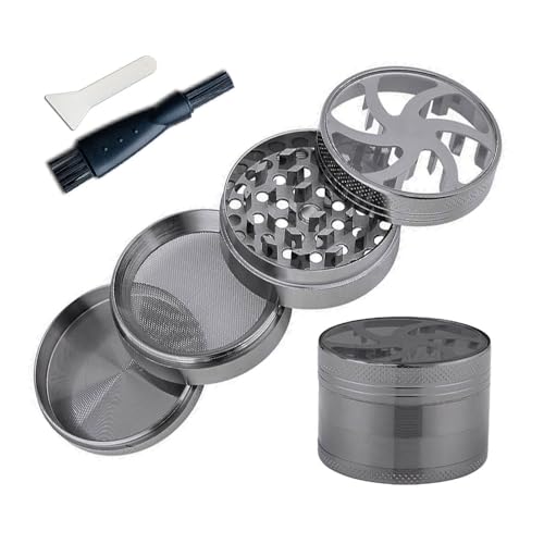 Design Grinder Crusher Set | Helix | Sichtfenster | ⌀ 5 cm | Farbe: Anthrazit | Material: Metall | Kräuter Gewürz Mühle von Coumo