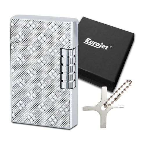 Feuerzeug Silber Chrom | Design Prägung | Stand Flamme | Edles Set Gas Marken Feuerzeug + Coumo Justier Werkzeug | Geschenkverpackung | Material: Metall Feuerzeug Silber Chrom | Design Prägung | Stand Flamme | Edles Set Gas Marken Feuerzeug + Coumo Justier Werkzeug | Geschenkverpackung | Material: Metall von Coumo