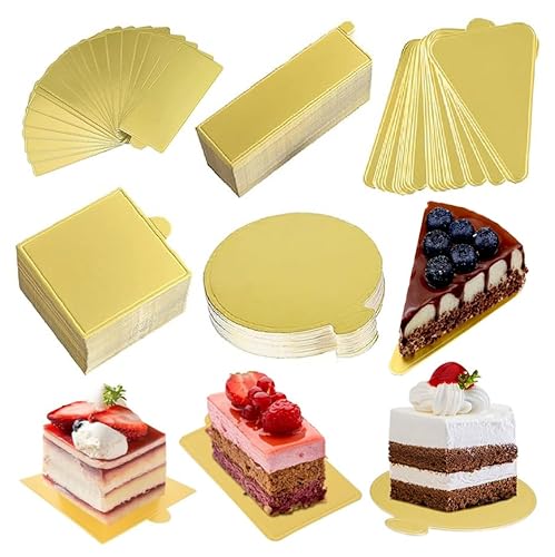 Counius 150 Stück Mousse Kuchen Bretter Kuchenunterlagen Mini Tortenplatten Karton Set Dessert Zeigt Tray Verdicken Kuchen Board zum Dekorieren und Servieren,Gold von Counius