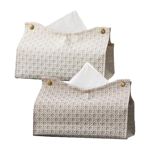 Counius 2 Stück Taschentücher Box,Taschentuchbox Aus Pu Leder,Rechteckige Moderner Kosmetiktücherbox Tissue Box Serviettenspender Nachfüllbar Servietten Organizer Für Zuhause Büro Badezimmer Auto von Counius